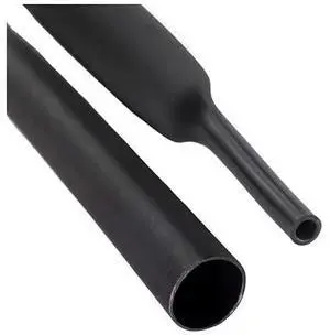 Heat Shrink Tube, Single Wall, 4:1 I.D. Shrink Ratio, Black, 4 ft