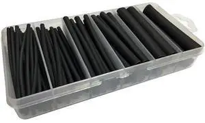 Adhesive Lined Heat Shrink Tube Kit, Dual Wall, 3:1 I.D. Shrink Ratio, Black, 4 in