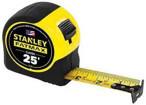 FOR 25 ft FATMAX Classic Tape Measure, 1-1/4 in Blade, Stud Markings, ABS Plastic Case, Rubber Grip