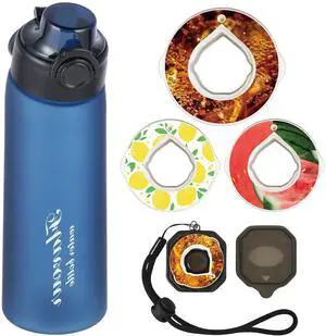 Alpha Fit MAX Air Up Compatible Water Bottle - 900ml/30oz Giant Size, BPA-Free, Leak-Proof with 3 Flavor Pods & Portable Pods Case | Shatterproof & Dishwasher-Safe Matte Blue