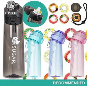 Alpha Fit Air Up Compatible Flavored Water Bottle with 3 Flavor Pods - 22oz/650ml BPA-Free, Leak-Proof Reusable Bottle for School, Kids & Teens