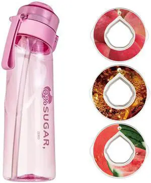 Alpha Fit 22oz Flavored Water Bottle with 3 Flavor Pods - BPA-Free, Leak-Proof Reusable Bottle for School, Kids & Teens Bubblegum Pink