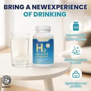 Alpha Fit Hydrogen Water Tablets with Magnesium, 120 Count - 12ppm H2 Molecular Supplement for Brain Health, Cognitive Function & Cellular Energy Boost, Antioxidant Support, Non-GMO, Gluten-Free