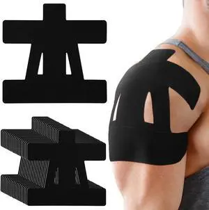 Alpha Fit 20-Count Pre-Cut Kinesiology Tape for Shoulder | Waterproof & Breathable Sports Tape for Muscle Pain Relief & Support | Enhanced Elasticity, Latex-Free