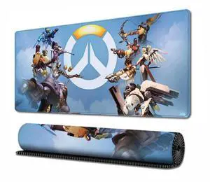 Alpha Fit Anime Gaming Mouse Pad (31.5" x 11.8") - Future Heroes Team Roster - Large Mouse Pad Extended - Extra Large Gaming Mouse Pads Blue Logo Style 12