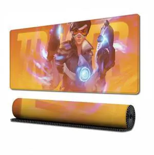 Alpha Fit Anime Gaming Mouse Pad (31.5" x 11.8") - Time Jumper Orange Poster Art - Large Mouse Pad Extended - Extra Large Gaming Mouse Pads Speedster Style 22