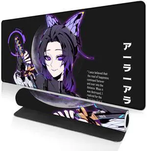 Alpha Fit Anime Gaming Mouse Pad XXL (35.4" x 15.7") - Purple Butterfly Swordswoman - Large Mouse Pad Extended - Extra Large Gaming Mouse Pads Ara Ara Katana Style - 05