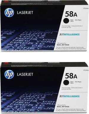 HP 58A Black Toner Cartridge 2-Pack | Original Cartridge | Compatible Laserjet Enterprise M406 Series, MFP M430 Series, Pro M4040 Series, M428 Series | CF258A | Each Cartridge Prints