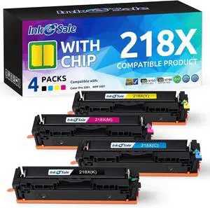 218X Toner Cartridge 4 Pack with Chip Compatible Replacement for HP 218X W2180X W2181X W2182X W2183X 218A Works with Color Pro 3201 3201dw MFP 3301 3301cdw 3301fdw 3301sdw Printer High-Yield