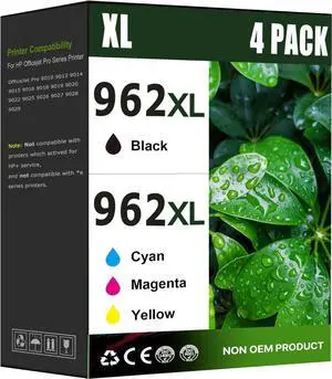 GoToners 962XL Ink Cartridges Compatible for HP 962XL Ink Cartridge Combo Pack HP962 Work for HP Officejet Pro 9010 Ink Cartridges 9015 9018 9020 9025 9026 9027 9028 9029 Printers (Black & CMY)