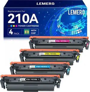 LEMERO 210A Compatible Toner Cartridges Replacement for HP 210A 210X Toner Cartridges Set for HP Color Pro 4201dn 4201dw MFP 4301dw 4301fdn 4301fdw Printer 4 Pack (with Chip for HP210A)