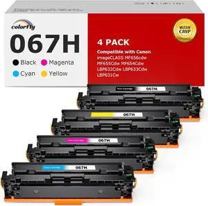 067H 067 Toner Cartridge Set MF656Cdw MF654Cdw Compatible Replacement for Canon 067H 067 Color ImageCLASS MF656CDW MF655CDW MF653CDW LBP632Cdw LBP633Cdw Printer 4 Pack High Yield