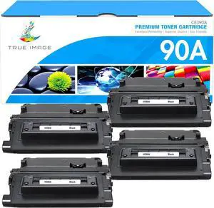 TRUE IMAGE Compatible Toner Cartridge Replacement for HP 90A CE390A 90X CE390X Enterprise 600 M602 M603 M601 M601n M601dn M602n M602dn M602x M603n M603dn M4555f M4555h M4555 Printer (Black, 4-Pack)