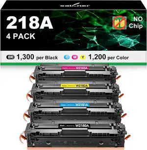 SAILNER 218A Toner Cartridges 4 Pack, 3301fdw Toner Replacement for HP 218A 218X W2180A Toner Cartridge Set for HP Color Laserjet Pro 3301cdw 3301fdw 3301sdw 3201dw Printer (NO CHIP)
