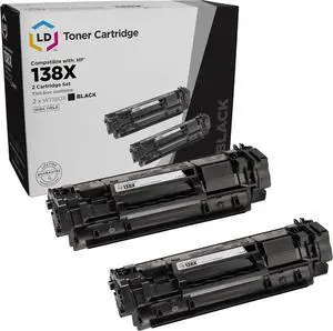 LD Products 138X Black Toner Cartridge High Yield (with Chip, 2-Pack) Replacement for HP 138A W1380A 138X W1380X Compatible with HP Laser Jet Pro 3001dw 3001dn 3101fdw 3101fdn 3101sdw