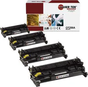 Laser Tek Services 58A Toner Cartridge 4 Pack  Compatible Replacement for CF258A Black  Works with M404n, M404dn, MFP M428fdw, M428fdn Printers (3,000 Pages)