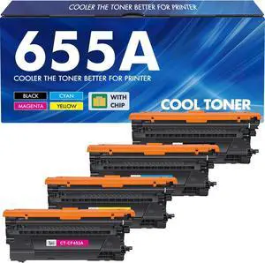655A Toner Cartridges 4 Pack Compatible Replacement for HP 655A CF450A CF451A CF452A CF453A for HP Color Enterprise M652 M653 M681 M652dn M653dn MFP M681z M681f Printer Ink (Black Cyan Yellow Magenta)