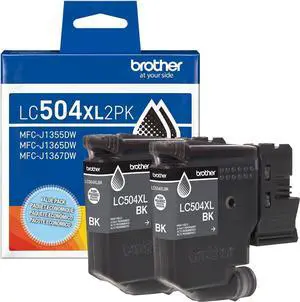 Brother Genuine LC504XL2PK Twin Pack High Yield Black Ink Cartridges (for use with Brother INKvestment 1355, 1365, and 1367 Printers)