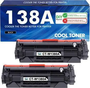 138A Black Laserjet Toner Cartridge 2-Pack Compatible Replacement for HP 138A 138X W1380A W1380X 3001dw Toner Cartridge for HP Laserjet Pro 3001dw 3001fdw MFP 3101fdw Printer Ink