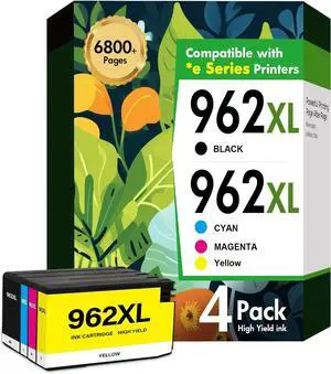 962 962XL 9015e Ink Cartridges Combo Pack: Replacement for HP 9018e Ink 962XL Black and 962 Color 962XL/962 OfficeJet Pro 9025e 9010 9015 9018 9020 9025 9010e 9012e 9020e Printer 4 Pack