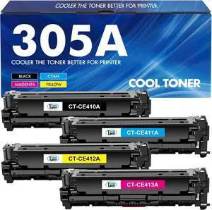 305A Toner Cartridge 4-Piece Combo Pack Compatible for HP 305A 305X CE410A CE411A CE412A CE413A for HP Laserjet Pro 400 Color MFP M451nw M475dn M451dn M476nw M351 M375 M451 M475 Series Printer