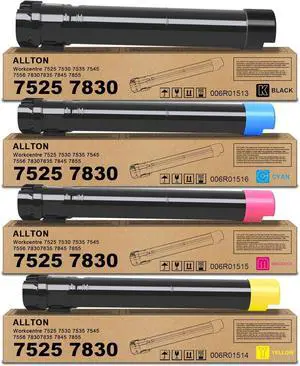 7525 Toner Cartridge High Yield Compatible Xerox 006R01513 006R01514 006R01515 006R01516 Toner Replacement for Xerox Workcentre 7525 7530 7535 7545 7556 7830 7835 7845 7855 7970 Printer(4-Pack)