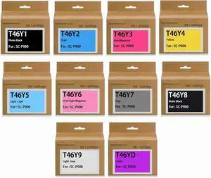 T46Y Ink Cartridges Compatible Ultrachrome PRO10 Ink T46YD00 T46Y100 T46Y200 T46Y300 T46Y400 T46Y500 T46Y600 T46Y700 T46Y800 T46Y900 ink Cartridge Replacement for SureColor P900 SC-P900 Printer