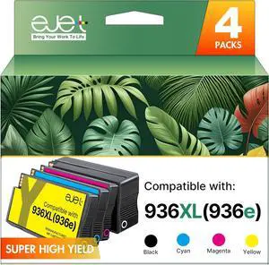 936XL 936e 936 Ink Cartridges for HP Printers Replacement for HP 936 Ink Cartridges Combo Pack Work with OfficeJet Pro 9125e 9120e 9730e 9130 9135e 9122e 9128e 9110b 9120b 9130b 9130e Printer (4-Pack)