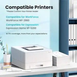 222XL High-Capacity Black & Standard Color Remanufactured for Epson 222XL Ink Cartridges Combo Pack 222 Ink Work for Workforce WF-2960 Expression XP-5200 Printer (5 Pack)