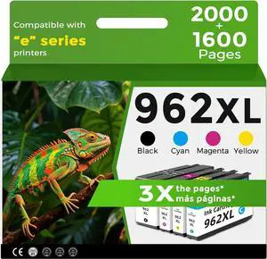 962XL Ink Cartridges Combo Pack Compatible for HP 962 XL Black Color for HP962 HP962XL for OfficeJet Pro 9010 9015e 9025e 9010e 9012 9015 9018 9020 9022 9022e 9028e Printer Cyan Magenta Yellow 4-Pack