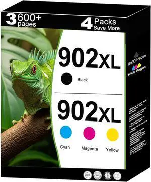 902 XL Ink Cartridges Combo Pack Replacement for HP 902XL Fit for OfficeJet 6978 6968 6958 6970 6960 6975 6962 6950 6954 6951 6956 6961 6963 6964 Printers HP902 HP902XL Black Cyan Magenta Yellow