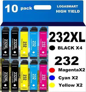 232XL Remanufactured for Epson 232XL Ink Cartridges Combo Pack 232 XL T232 XL for XP-4200 XP-4205 Workforce WF-2930 WF-2950 Printer 10pack