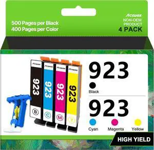 923 Ink Cartridges Combo Pack Without Chip High Yield Compatible for HP 923 Ink Cartridges 923XL Work for OfficeJet Pro 8130e 8135e 8139e 8138e 8120e 8122e 8124e (4 Pack, Black Cyan Magenta Yellow)