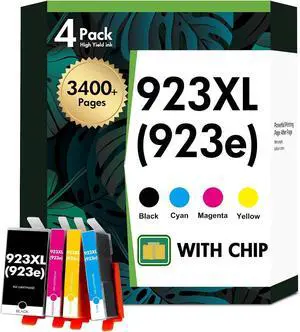 923 923XL Ink Cartridges Combo Pack with Chip: Replacement for HP Printers Ink 923e 923 923XL for HP923 OfficeJet Pro 8130 8120 8122 8124 8125 8132 8134 8135 Printer4 Pack B/C/M/Y