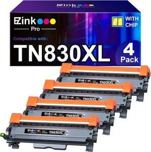 E-Z Ink Pro TN830 TN830XL Compatible Toner Cartridge Replacement for Brother TN830XL Toner Cartridge Compatible with Brother HL-L2460dw DCP-L2640DW HL-L2405W MFC-L2820DW HL-L2420DW Printer (4 Pack)