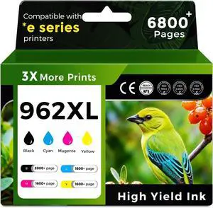 962XL Ink Cartridges Combo Pack Replacement for HP 962 XL HP962 HP962XL Black and Color Ink for HP OfficeJet Pro 9015e 9015 9010e 9010 9018 9018e 9020 9025e 9025 Printer (BK/C/M/Y,4 Pack)
