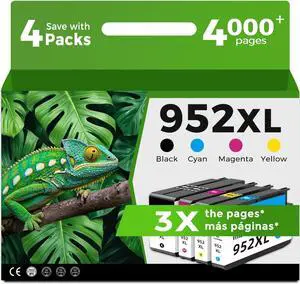 952XL Ink Cartridges Compatible Black Color Combo Pack for HP 952 XL Printer OfficeJet Pro 7740 HP952 HP952XL for 8720 8710 8715 8740 8730 8210 8725 8702 7720 8216 8700 8200 8716 Cyan Magenta Yellow