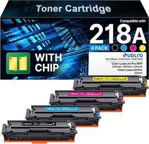 218A Toner (with Chip) Compatible for HP 218A Toner Cartridges 4 Pack - 218X Toner Work for HP Color Laserjet Pro MFP 3301fdw Toner 3301cdw 3201dw 3301sdw Printer Ink, W2180A 218A Toner
