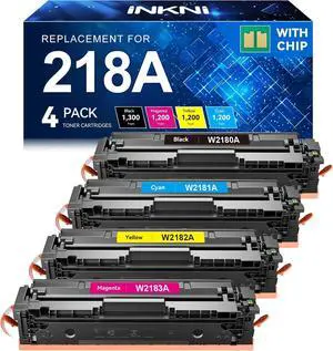 218A Toner Cartridges 4 Pack (with Chip) 3301fdw Replacement for HP 218A 218X Work for HP Color Laserjet Pro MFP 3301fdw 3201dw 3301sdw 3301cdw Printer High Yield Ink W2180A W2180X (4 Pack, B/C/Y/M)