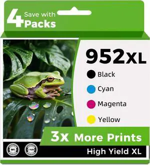 952XL Ink Cartridges Black Color Combo Compatible Replacement for HP 952 XL HP952XL 8710 7740 Printer for OfficeJet 8720 8725 8210 8715 8702 8740 7720 8730 8216 Printer Cyan Magenta Yellow, 4 pack