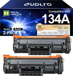 134A Black Toner Cartridge - (with Chip) Compatible Replacement for HP 134 A 134X W1340A W1340X Toner Cartridges Work with Laserjet M209dw MFP M234dw M234sdw M234sdn Series Printer (2-Pack)
