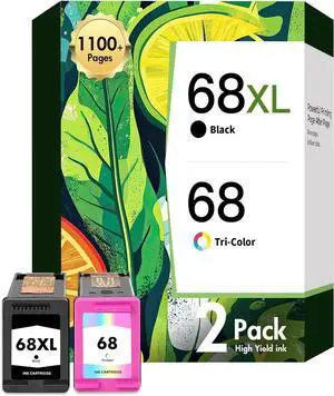 68 Ink Cartridges Black Color Combo Pack for HP Envy 6555e 6155e for HP Ink 68 Compatible with Envy 6100e 6500e Series Printers 6152e 6552e 6558e 6165e (2 Pack 1 Black, 1 Tri-Color)