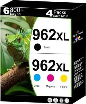 962XL Ink Cartridges Combo Pack Replacement for HP 962 XL 4 Pack Fit for 9015e 9010 9015 9025e 9020 9018e 9018 9025 9012e 9010e 9012 9020e 9019 Printers (Black Cyan Magenta Yellow HP962 HP962XL)