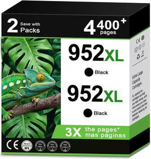952XL Ink Cartridges Compatible Black 2 Pack for HP 952 XL Printer OfficeJet Pro 7740 HP952 HP952XL for 8720 8710 8715 8740 8730 8210 8725 8702 7720 8216 8700 8200 8716 8728 8743 8717 8735 8745 8714