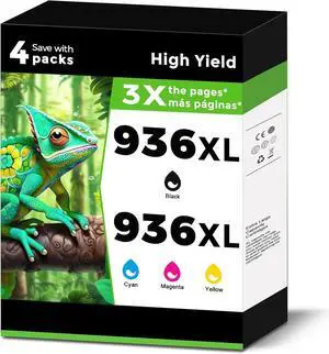 936XL (936e) Ink Cartridges Combo Pack Replacement for HP 936 e XL for OfficeJet 9122e Pro 9125e 9120e 9128e 9135e 9110b 9120b 9128 9130 9130e 9110e 9130b 9135 for HP936 Black Cyan Magenta Yellow