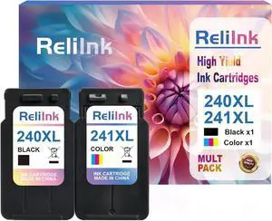 PG-240 XL/CL-241 XL Ink Cartridges Replacement for Canon 240XL 241XL Combo Pack Cannon Printer Ink 240 241 for PIXMA MG3620 MG3600 MG3520 TS5120 MG2120 MG3220 MX472 MX452 MX512 (Black & Color)