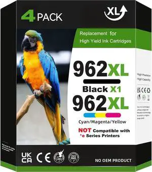 962XL Ink Cartridges Combo Pack Compatible for HP 962 962XL for OfficeJet Pro 9010 9012 9015 9018 9020 9025 9014 9016 9019 9022 9026 9027 9028 9029 4 Pack 1 Black 1 Cyan 1 Magenta 1 Yellow
