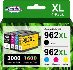 962XL Ink Cartridges Replacement for HP 962XL Ink Cartridges Combo Pack 962 Ink for HP Officejet Pro 9010 Ink Cartridge 9015 9018 9020 Printer (Black, Cyan, Magenta, Yellow 4-Pack)