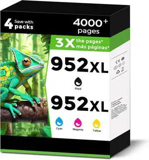 952XL Ink Cartridges Black Color Combo Pack Replacement for HP 952 XL for OfficeJet Pro 7740 952 952XL for 8210 8700 8703 8710 8715 8720 8725 8730 8740 8702 7720 8200 8216 8716 Printers KCMY 4-Pack