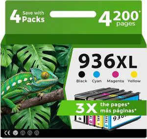 936XL Ink Cartridges Combo Pack for HP 936e 936 XL Compatible for HP936XL Black Color HP936 for Printers OfficeJet Pro 9125e 9120e 9120 9110b 9130 9130e 9110e 9130b 9135 9725 9135e Cyan Magenta Yellow